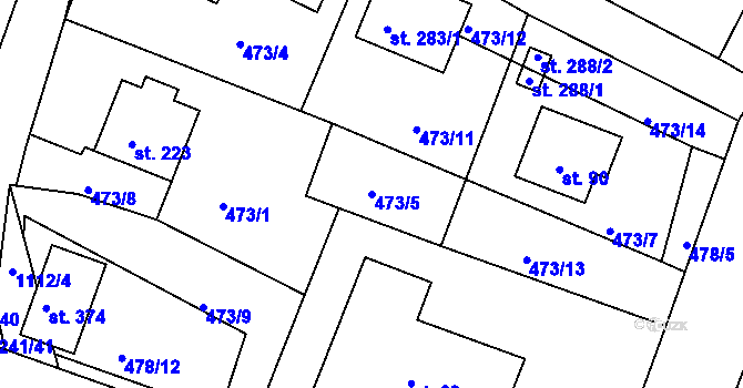Parcela st. 473/5 v KÚ Libín, Katastrální mapa