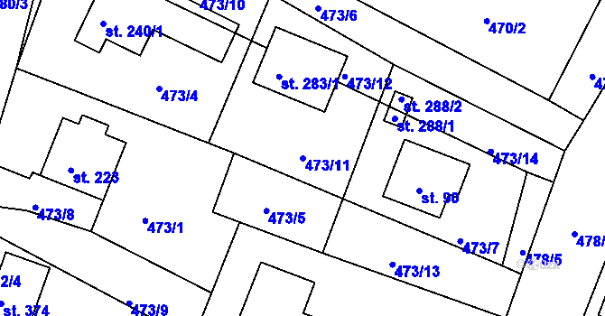 Parcela st. 473/11 v KÚ Libín, Katastrální mapa