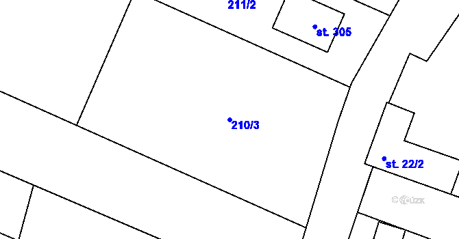 Parcela st. 210/3 v KÚ Libín, Katastrální mapa