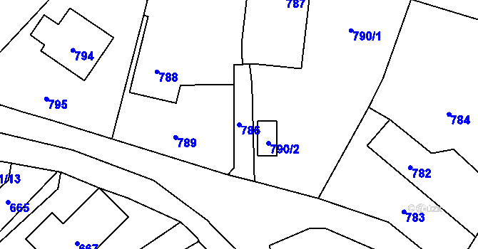Parcela st. 786 v KÚ Dolní Libina, Katastrální mapa