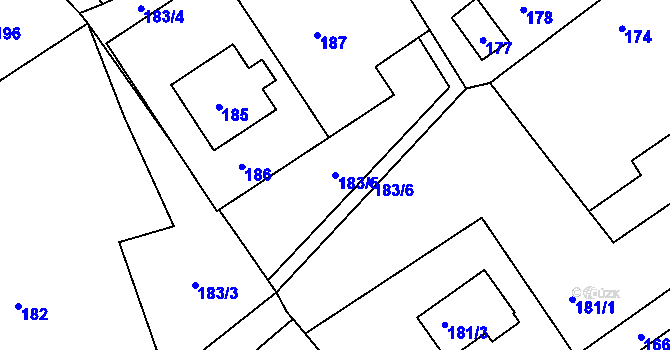 Parcela st. 183/5 v KÚ Dolní Libina, Katastrální mapa