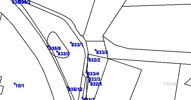 Parcela st. 833/3 v KÚ Dolní Libina, Katastrální mapa