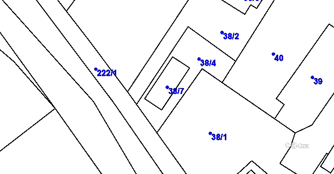 Parcela st. 38/7 v KÚ Dolní Libina, Katastrální mapa