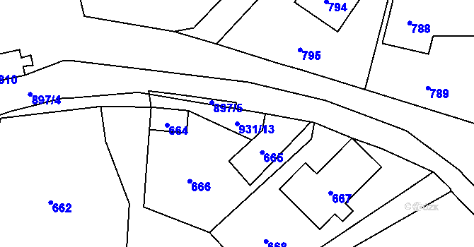 Parcela st. 931/13 v KÚ Dolní Libina, Katastrální mapa