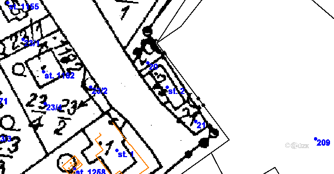 Parcela st. 2 v KÚ Horní Libina, Katastrální mapa