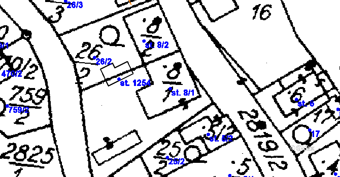 Parcela st. 8/1 v KÚ Horní Libina, Katastrální mapa