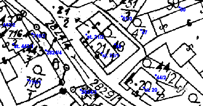 Parcela st. 21/1 v KÚ Horní Libina, Katastrální mapa