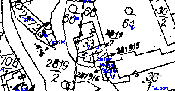 Parcela st. 33 v KÚ Horní Libina, Katastrální mapa