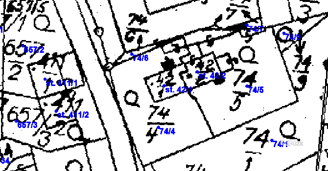 Parcela st. 42/1 v KÚ Horní Libina, Katastrální mapa