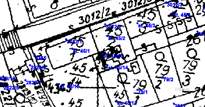 Parcela st. 45/16 v KÚ Horní Libina, Katastrální mapa