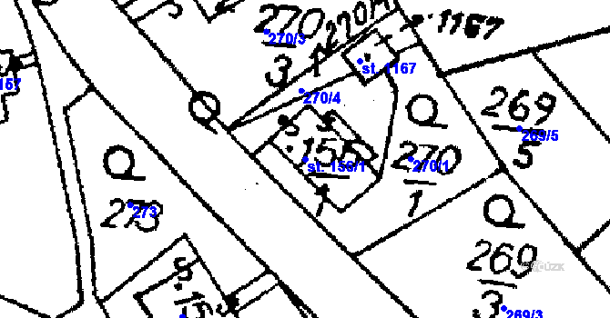 Parcela st. 156/1 v KÚ Horní Libina, Katastrální mapa