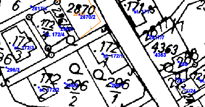 Parcela st. 172/1 v KÚ Horní Libina, Katastrální mapa
