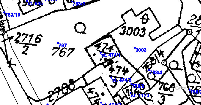 Parcela st. 474/1 v KÚ Horní Libina, Katastrální mapa