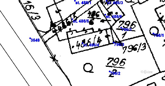Parcela st. 486/4 v KÚ Horní Libina, Katastrální mapa