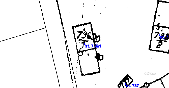 Parcela st. 736/1 v KÚ Horní Libina, Katastrální mapa