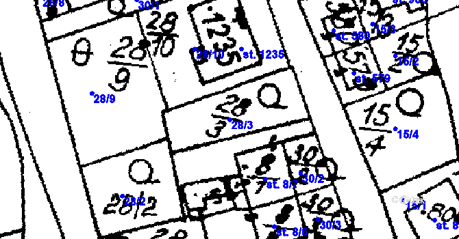 Parcela st. 28/3 v KÚ Horní Libina, Katastrální mapa
