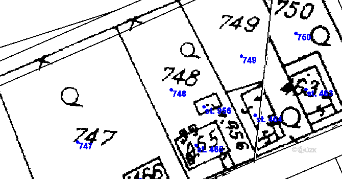 Parcela st. 748 v KÚ Horní Libina, Katastrální mapa
