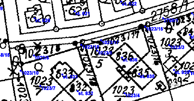 Parcela st. 1023/5 v KÚ Horní Libina, Katastrální mapa
