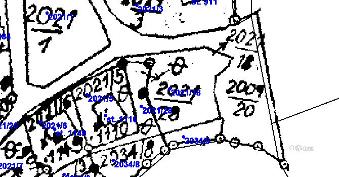 Parcela st. 2021/18 v KÚ Horní Libina, Katastrální mapa
