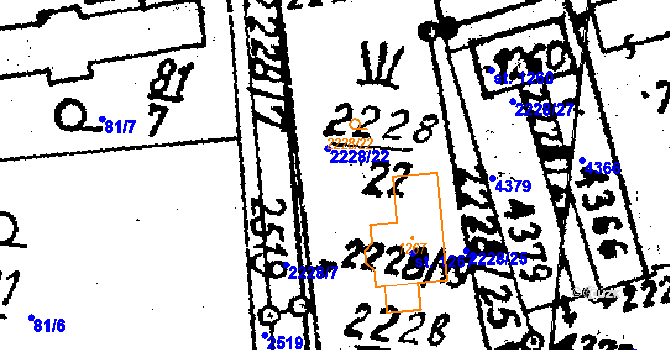 Parcela st. 2228/22 v KÚ Horní Libina, Katastrální mapa