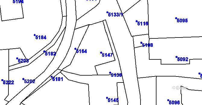 Parcela st. 5147 v KÚ Horní Libina, Katastrální mapa
