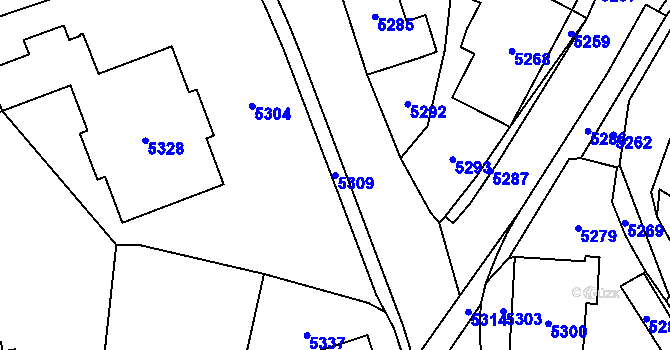 Parcela st. 5309 v KÚ Horní Libina, Katastrální mapa