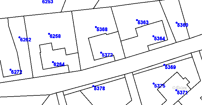 Parcela st. 5372 v KÚ Horní Libina, Katastrální mapa