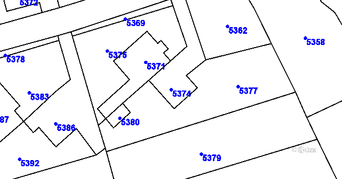 Parcela st. 5374 v KÚ Horní Libina, Katastrální mapa