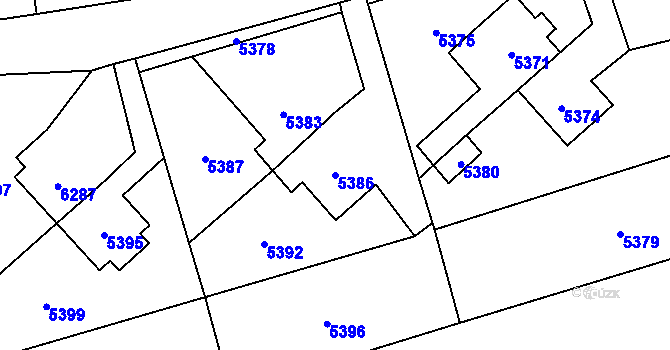 Parcela st. 5386 v KÚ Horní Libina, Katastrální mapa