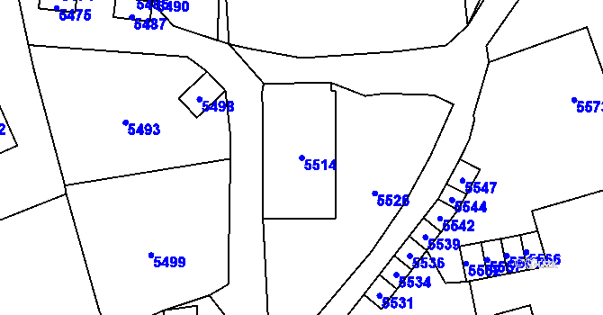 Parcela st. 5514 v KÚ Horní Libina, Katastrální mapa