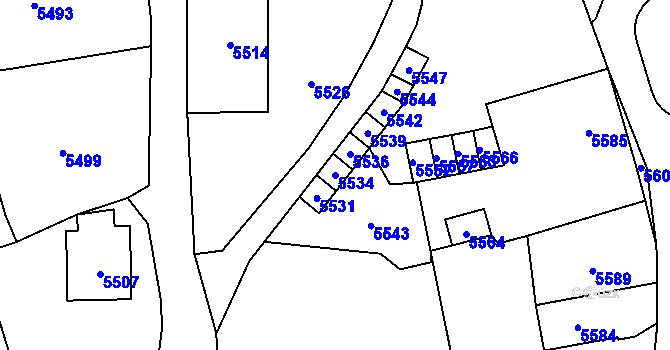 Parcela st. 5534 v KÚ Horní Libina, Katastrální mapa