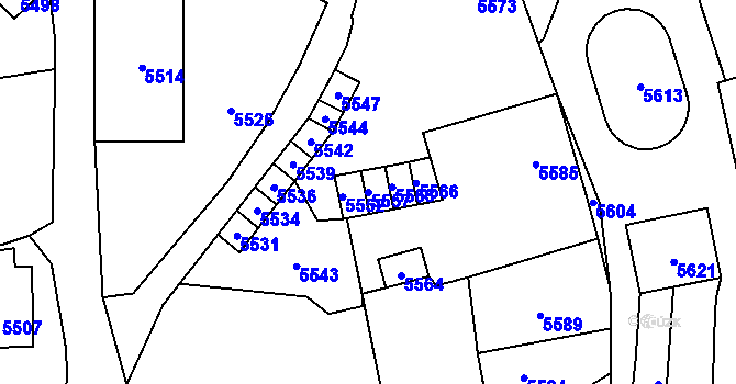 Parcela st. 5557 v KÚ Horní Libina, Katastrální mapa