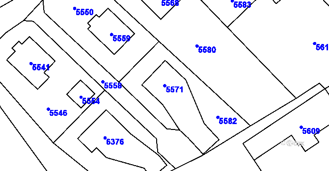 Parcela st. 5571 v KÚ Horní Libina, Katastrální mapa