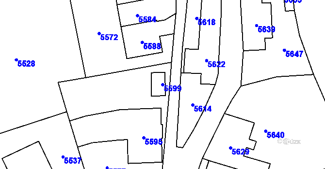 Parcela st. 5599 v KÚ Horní Libina, Katastrální mapa