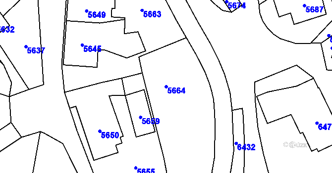 Parcela st. 5664 v KÚ Horní Libina, Katastrální mapa