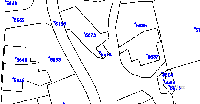 Parcela st. 5674 v KÚ Horní Libina, Katastrální mapa