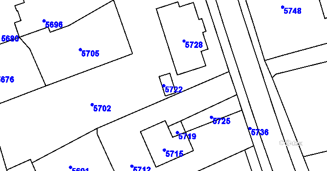 Parcela st. 5722 v KÚ Horní Libina, Katastrální mapa