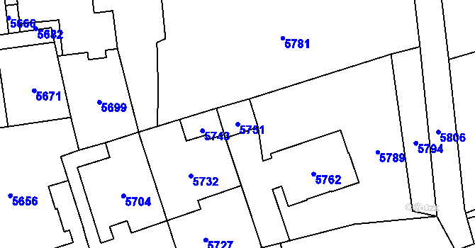 Parcela st. 5751 v KÚ Horní Libina, Katastrální mapa