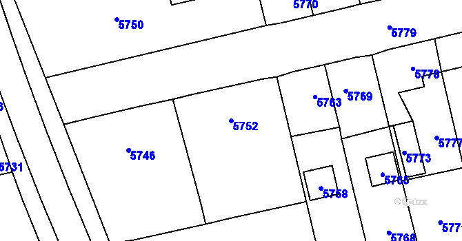 Parcela st. 5752 v KÚ Horní Libina, Katastrální mapa