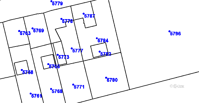 Parcela st. 5782 v KÚ Horní Libina, Katastrální mapa