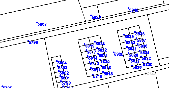 Parcela st. 5819 v KÚ Horní Libina, Katastrální mapa