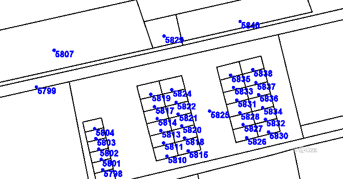 Parcela st. 5824 v KÚ Horní Libina, Katastrální mapa