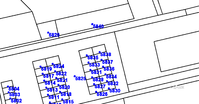 Parcela st. 5838 v KÚ Horní Libina, Katastrální mapa