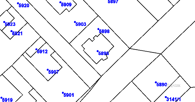 Parcela st. 5896 v KÚ Horní Libina, Katastrální mapa