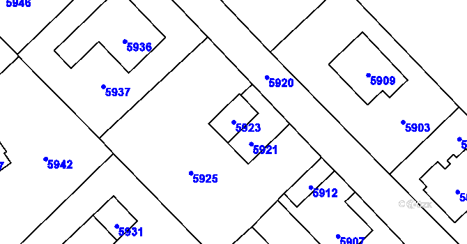 Parcela st. 5923 v KÚ Horní Libina, Katastrální mapa