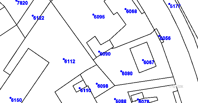 Parcela st. 6090 v KÚ Horní Libina, Katastrální mapa