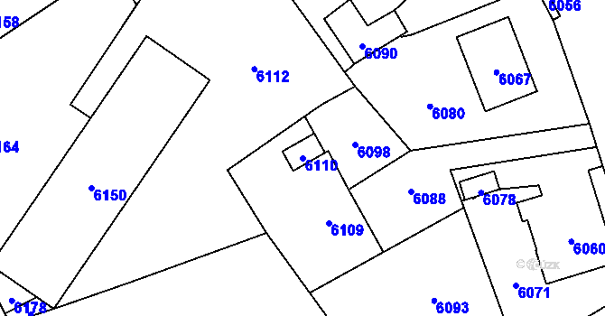 Parcela st. 6110 v KÚ Horní Libina, Katastrální mapa