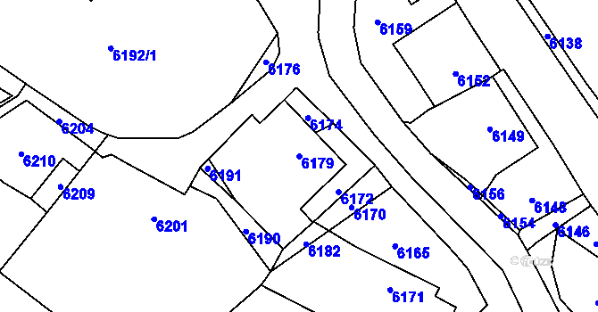 Parcela st. 6179 v KÚ Horní Libina, Katastrální mapa