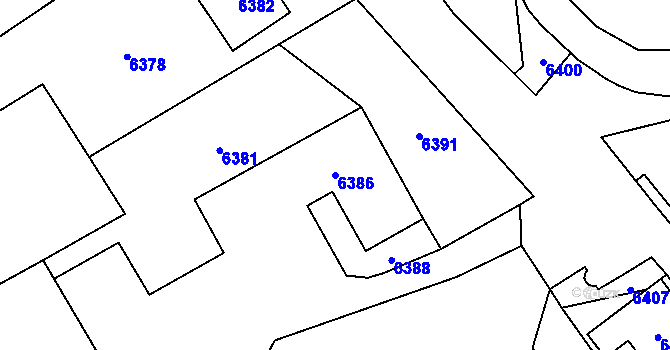 Parcela st. 6386 v KÚ Horní Libina, Katastrální mapa