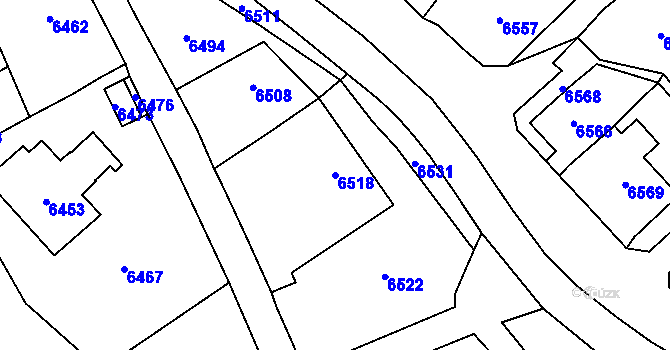 Parcela st. 6518 v KÚ Horní Libina, Katastrální mapa